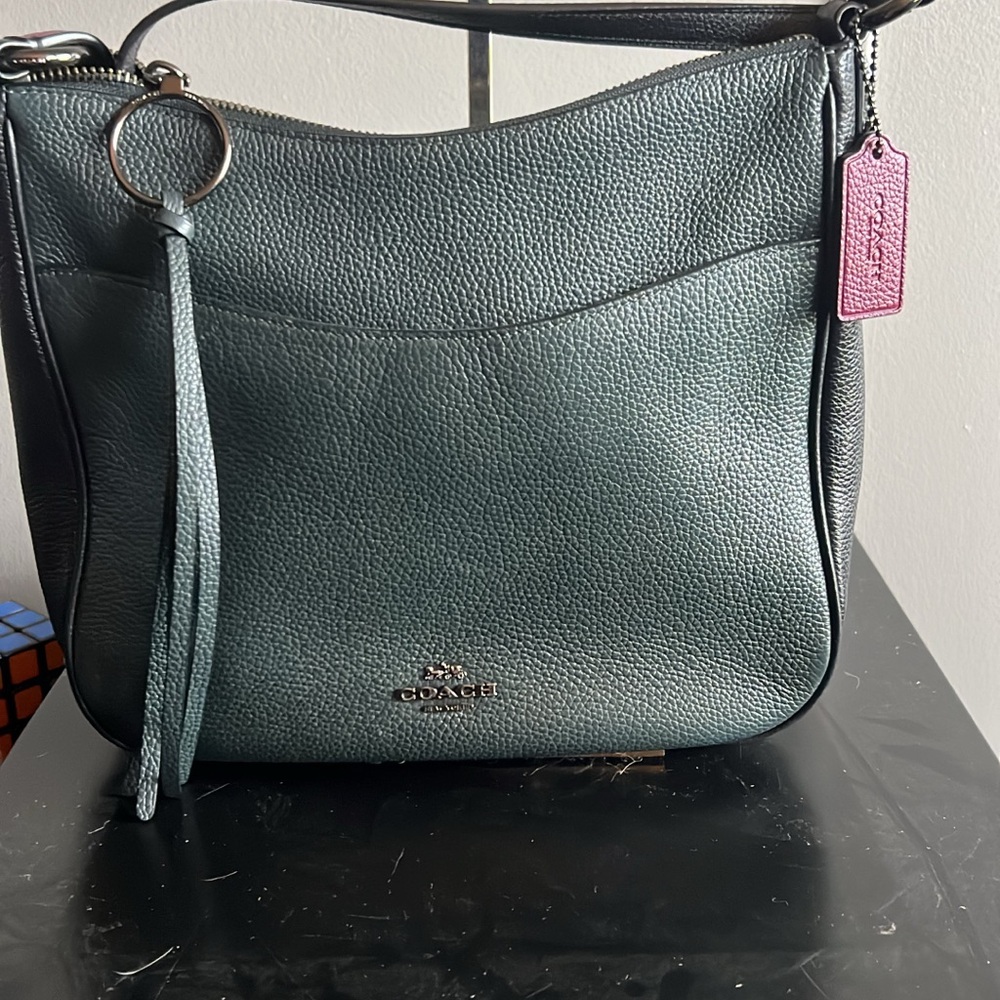 Coach Dark Green Leather Shoulder Bag